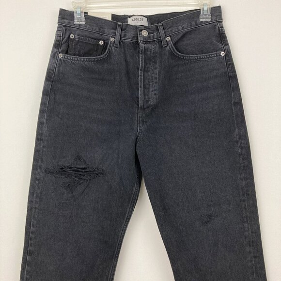 NWT Agolde 90s Crop in Shutter Size 28 Distressed Cotton Button Fly Frayed Hem - Picture 5 of 15